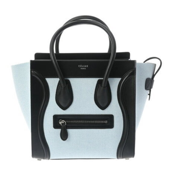 CELINE Luggage Micro Shopper Aqua Black Handbag - Picture 1 of 12
